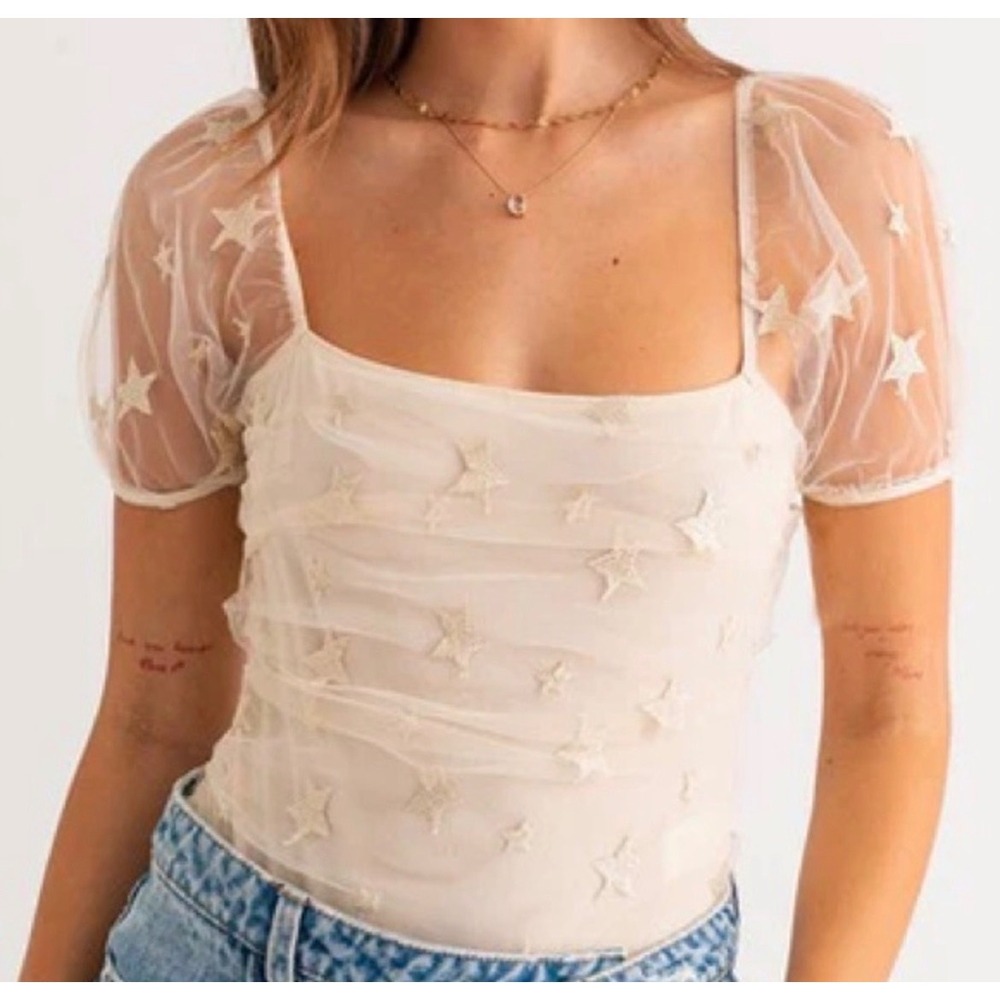Sheer Stars Festival Bodysuit S Le Lis NWT - Picture 2 of 11